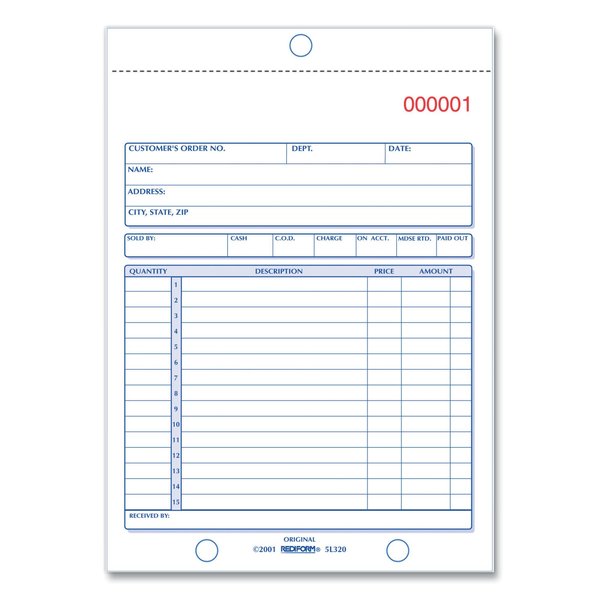 Rediform Book, Sales Carbonless Dup 5L320